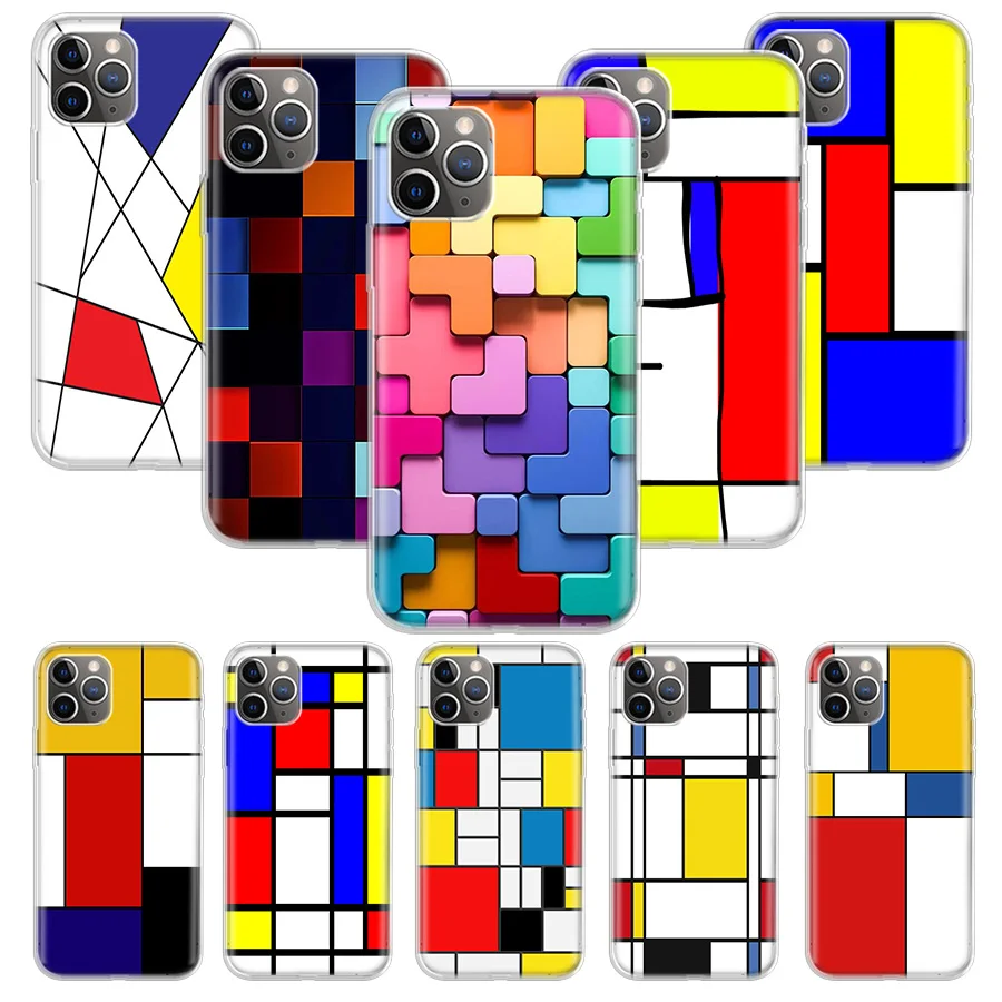 Mondrian сетчатый чехол для Apple iphone 11 Pro XS Max XR X 7 8 6 6S Plus 5 5S SE 10 десять Подарочный силиконовый чехол для телефона