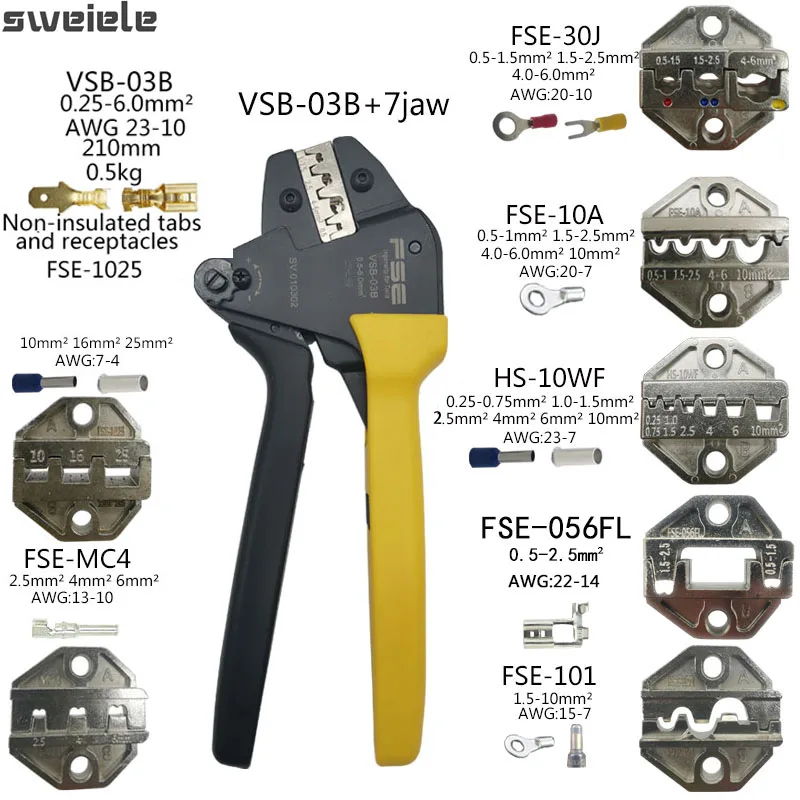 VSB-03B High-Quality Crimping Pliers 7 Jaws Kit High Precision Terminal Crimp Self-Adjusting Tools | Инструменты
