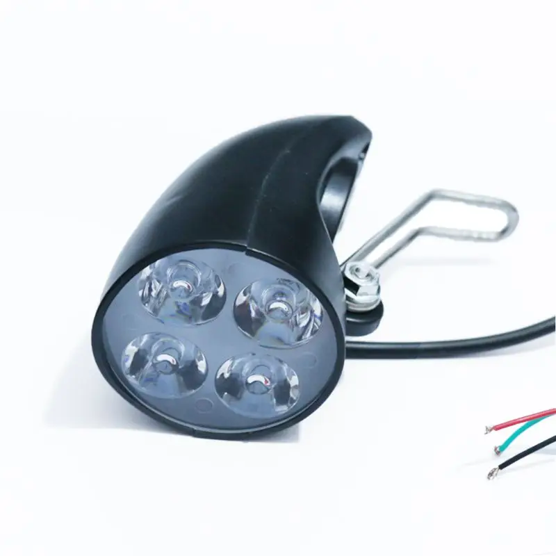 

36V 48V eBike Light Scooter Lamp Electric Bicycle 4 LED Front Headlight Ultra-Bright Spotlight with Horn