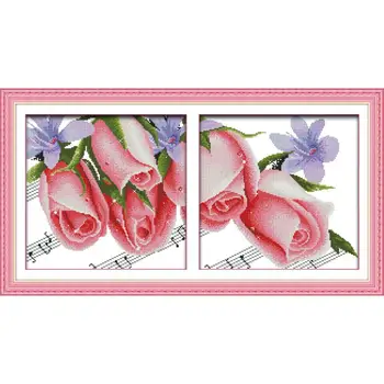 

Joy Sunday Roses(bigeminy) DIY Cross Stitch Kits Embroidery Needlework 11&14CT DIY Cross Stitch on Canvas Chinese Embroidery
