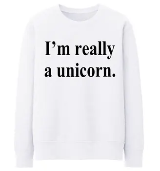 

Casual Hoody for Lady Funny Hipster Street I'M Really A Unicorn Letters Print Women Sweatshirts