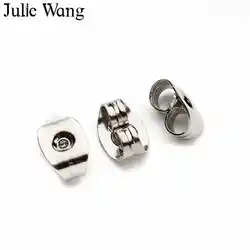 Серьги Julie Wang из нержавеющей стали, 50 шт., серьги-гвоздики с бабочками, ушками, ушками для ухода, колпачком, ювелирными изделиями