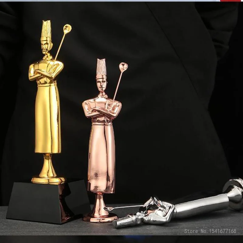 Gold-Plated Trophy for Cooking Competition, Crystal, Custom-made, Chef Styling, catering, Award, Home Decor