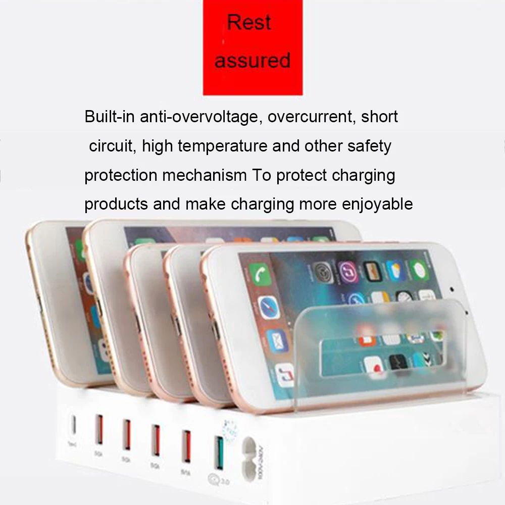 5 портов USB+ тип-c 3,0 зарядное устройство держатель для iPhone Qi беспроводной быстрой зарядки для samsung Galaxy Зарядная база кронштейн