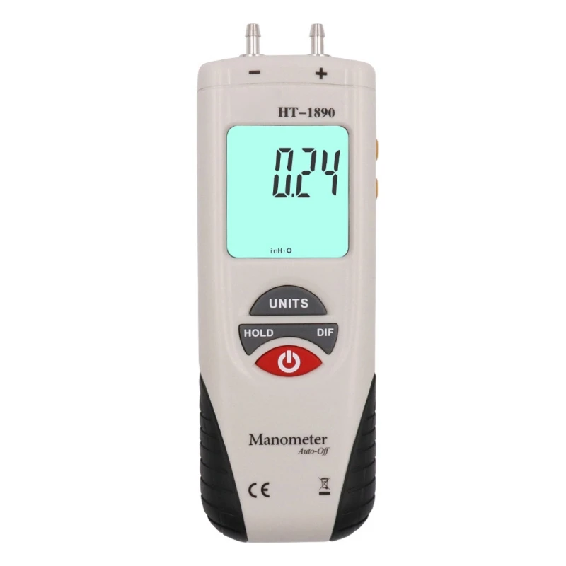 

HT-1890 Digital Manometer, Dual Port Air Pressure Meter Pressure Gauge Gas Teste G88A