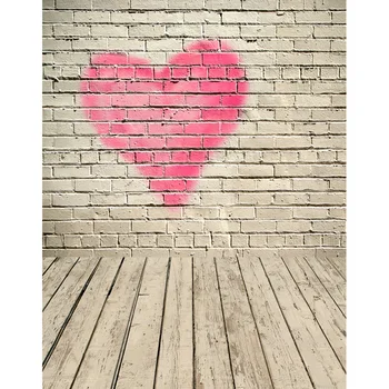

Hearts Photo Backgrounds Brick wall floor polyester Valentine's Photo Backdrop for photographic Photo Studio Photophone S-2568