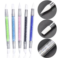 1 Pcs Dual-Ended Silicone Head Carving Dotting Pen Nail Art Brushes Rhinestone Crystal Handle Tool For DIY Gel Manicure Tools 1