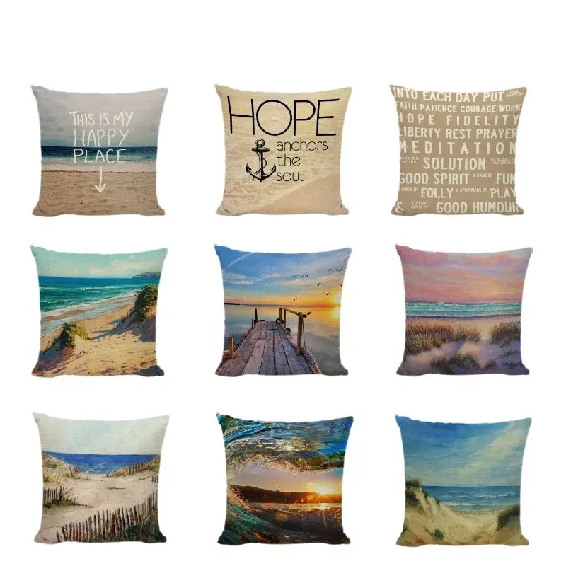 Popular Coastal Cushion Cover Sea Ocean Coconut Tree Sunset Throw