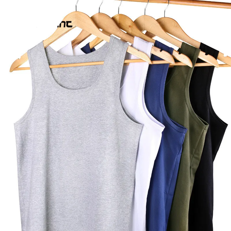 

Men's Cotton Sports Vest Summer Youth Breathable Self-cultivation Fitness Seeveless Bottoming Shirt
