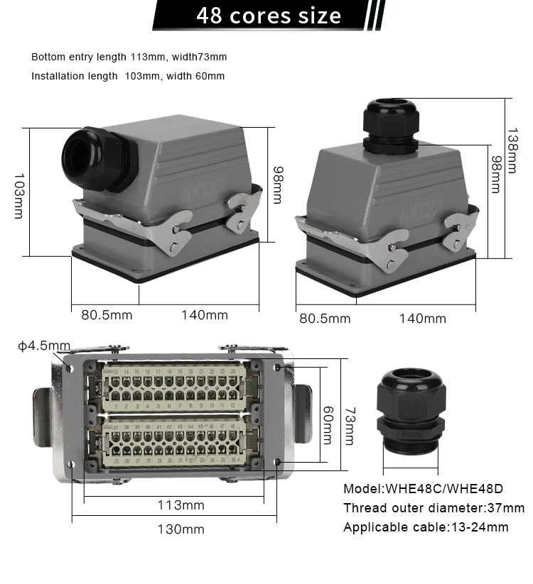 T2040064101-000 Pack of 20 Heavy Duty Power Connectors 6P 2R 16A 500V Plug 26-12 AWG CrimpCont, T2040064101-000 Pack of 20 Heavy Duty Power Connectors 6P 2R 16A 500V Plug 26-12 AWG CrimpCont,
