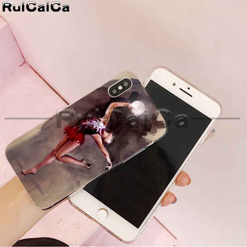 RuiCaiCa Love гимнастический силуэт спортивный мягкий чехол для телефона Apple iPhone 8 7 6 6S Plus X XS MAX 5 5S SE XR чехлы