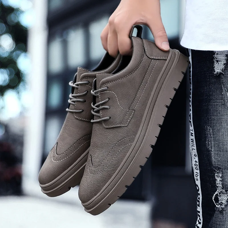 men classical leather casual shoes italian designer dress work male footwear elegant moccasins homme trend brogue shoes for men (51)