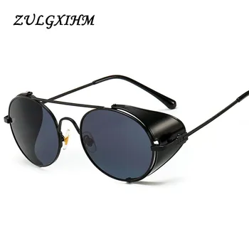 

New 2020 Vintage Luxury Steampunk Style Sunglasses Quality Handmade Side Shield Brand Design Sun Glasses Oculos De Sol