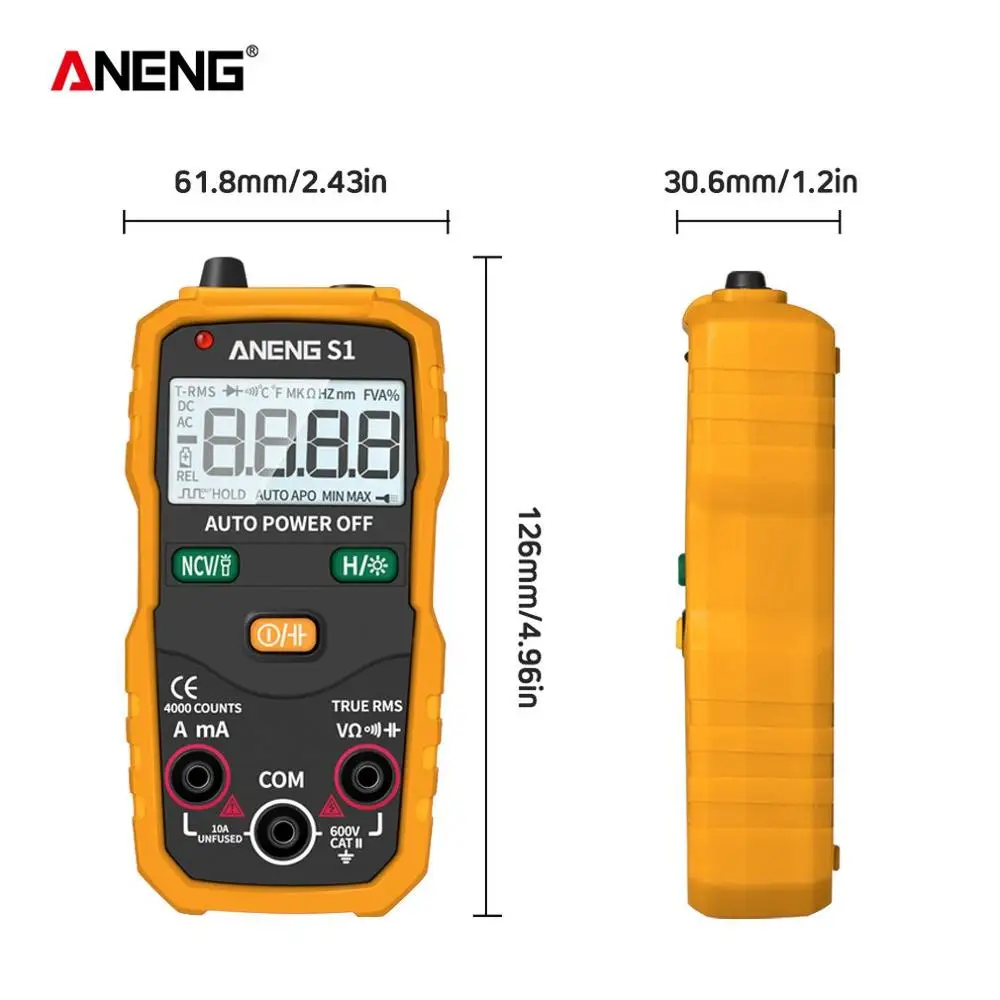 ANENG S1 ЖК-цифровой мультиметр Мини DC/AC напряжение измеритель тока ручной диод бесконтактный Тестер Напряжения фонарик мультитестер