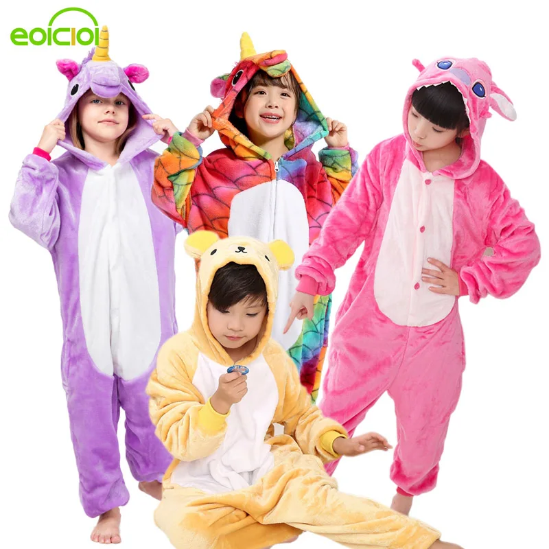 

Kids pyjama Baby Boys Girls Unicorn Panda Pikachu Totoro Pig Children pajamas set Flannel Stitch Animal Pajamas Dinosaur Onesies