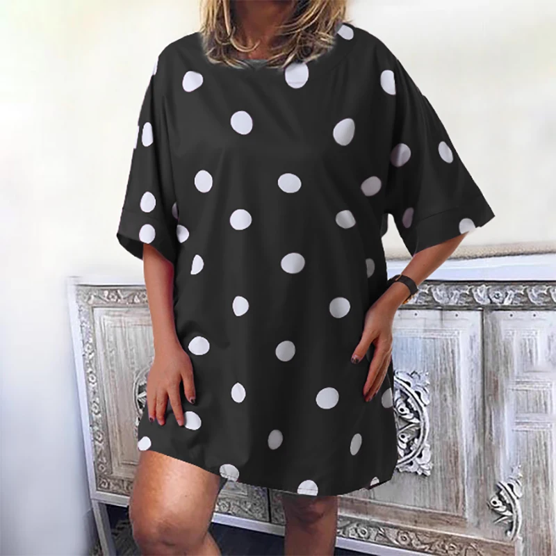ZANZEA Повседневная рубашка Vestidos летнее короткое платье Модные женские вечерние платья с коротким рукавом в горошек мини-сарафан Femme Robe