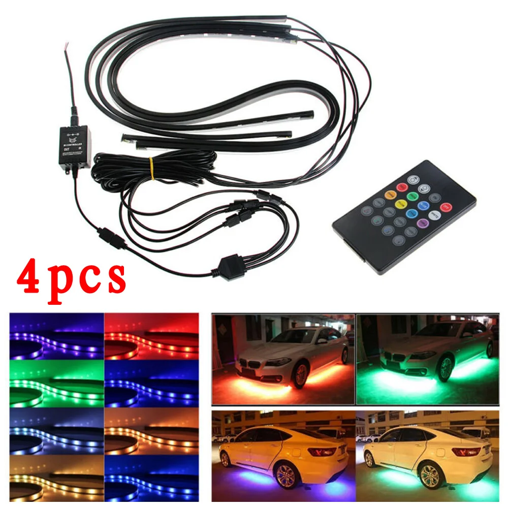 Цветная(RGB) светодиодный неоновый светильник рама Под автомобилей Tube Underglow днища Glow Системы пульт дистанционного управления