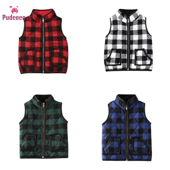 

Pudcoco Brand Kids Girl Plaid Cotton Vests Winter Warm Jacket Waistcoat Baby Zipper Coat Fall Outwear Bebe Clothes 1-6Y
