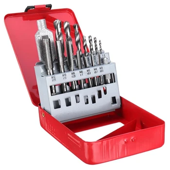 

16Pcs/Set High speed steel Screw Tap Drill Bit Set M3-M12 Metric Hand Tap with 2.5-10.2mm Twist Drill Bit