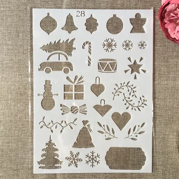 

A4 29cm Christmas Pine Tree Bell Snow DIY Layering Stencils Wall Painting Scrapbook Coloring Embossing Album Decorative Template
