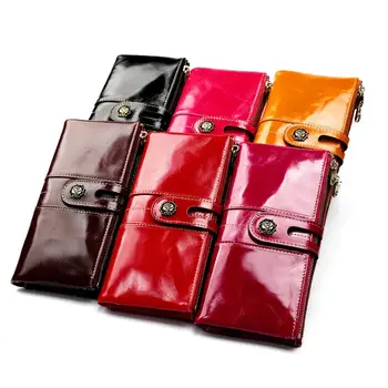 

Genuine Leather Women Clutch Wallet Fashion Female Coin Purse Portomonee Clamp for Phone Bag Card Holder Handy Passport wallet