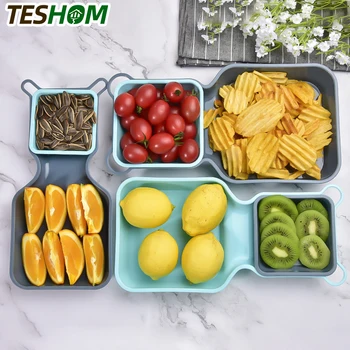 

10Pcs/Set Fruit Platter Creative Plates Storage Box Dried Fruit dish Snack Plates Multi-layer Divided Candy Dessert Container