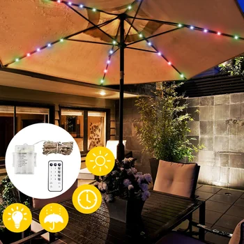 

104LEDs 13leds Rgb Rope Strip Light With Remote Control High Bright Copper Wire Umbrella String Light Flexible TV Backlight