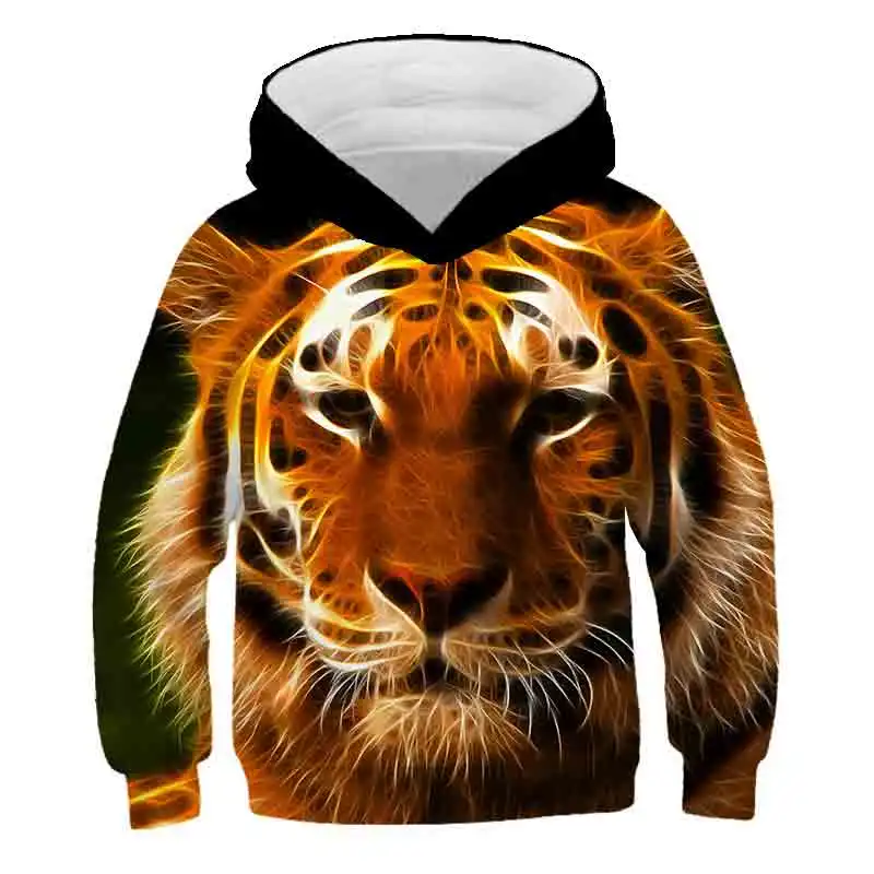 Детские толстовки с капюшоном Tiger King Модные свитшоты в стиле Харадзюку пуловеры