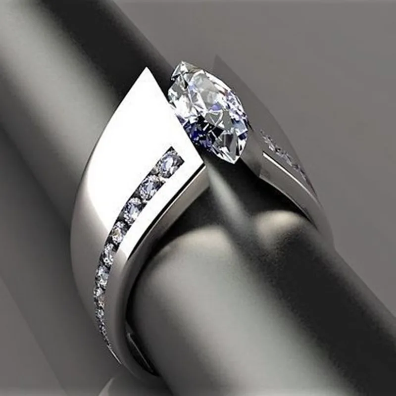 YOBEST, большие кольца с цирконием для женщин, девушек, влюбленных, серебряного цвета, Женское Обручальное обручальное кольцо, модные вечерние кольца на кастет, еврей