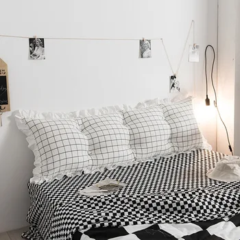 

Bed Cushion Soft Long Cushion Wavy Edge Decor Pillow PP Cotton Bedside Cushions Breathable Bed Pillow Large Backrest Pillows