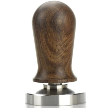 

ABUI-Chacate Preto Wood Handle Coffee Press Tamper Powder Hammer Stainless Steel Base Guibourtia Wood Barista Espresso Tamper 58