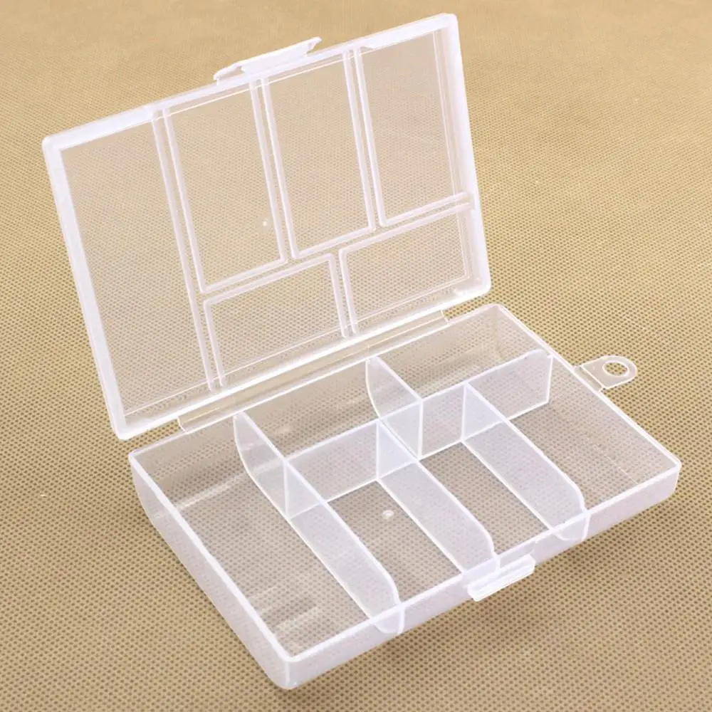 

6 Grids Compartments Storage Container Plastic Transparent Storage Box Organizer Jewelry Earring Bead Case Container