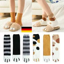 1 пара плюшевых коралловых флисовых носков женские носки без пятки осенне-зимние милые толстые теплые носки для сна с когтями