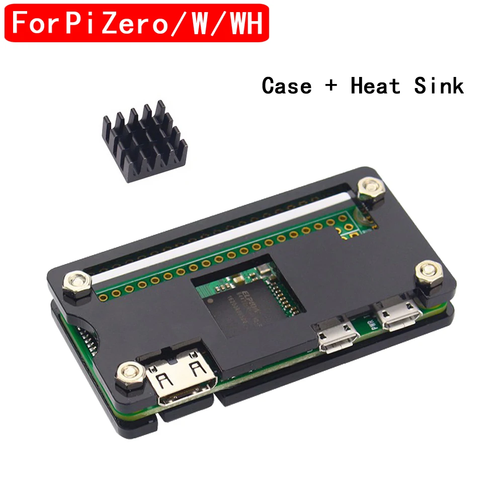 

Raspberry Pi Zero Case 3 Colors Acrylic Case Shell Enclosure with Aluminum Heat Sink for Raspberry Pi Zero V1.3 / W / WH Pi 0 W