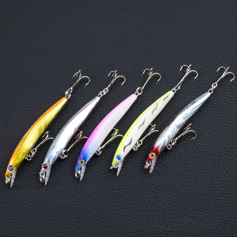 

5Pcs/lot 8cm / 5g Plastic Hard Bait Quality Artificial Fake Bait 5 Colors 3D Eyes Saltwater Fishing Hooks Tackle Lures