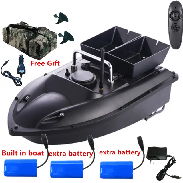 180minis life 500m Distance Double Hopper RC Fishing Bait boat With 3pcs 5200mah boat battery free car charger waterproof bag to 6