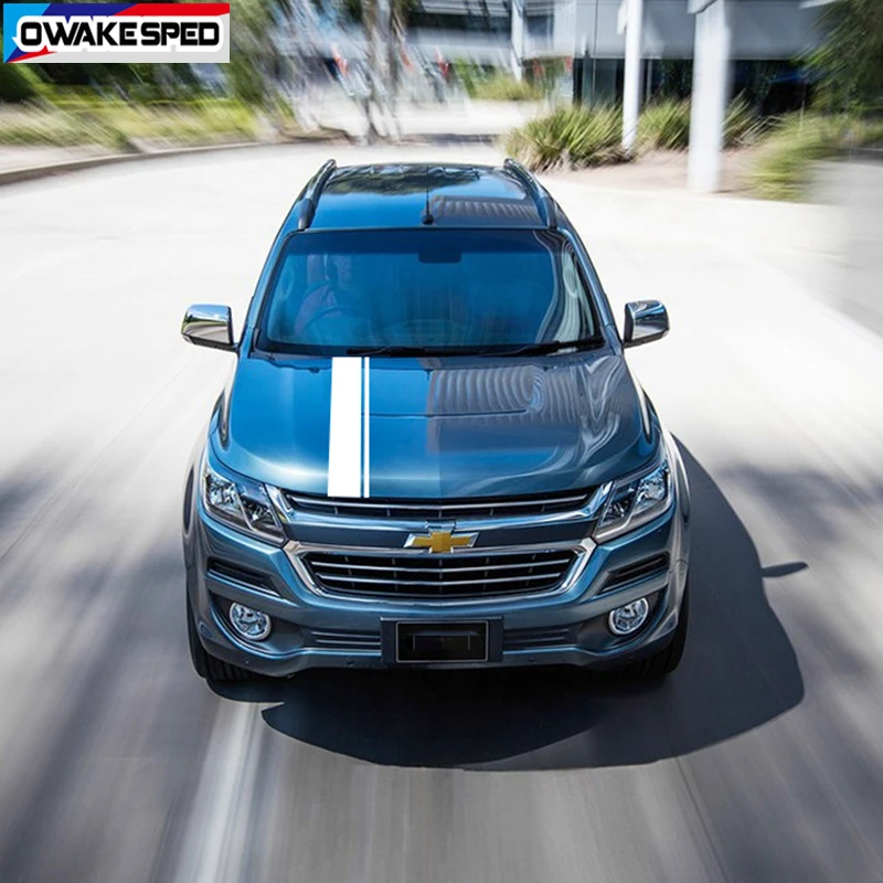 Car Bonnet Hood Lid Sticker OFF ROAD Stripes Auto Engine Cover Decor Vinyl Decals Exterior Accessories For Chevrolet-TrailBlazer (2)