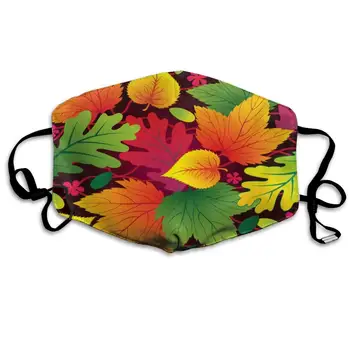 

Autumn Leaves Meple Art Washable Reusable Mask, Cotton Anti Dust Half Face Mouth Mask For Kids Teens Men Women With Adjustable