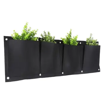 

1PC 30x100cm Non-woven Fabrics Horizontal Hanging Wall Garden 4 Pockets Planting Bags Seedling Wall Planter