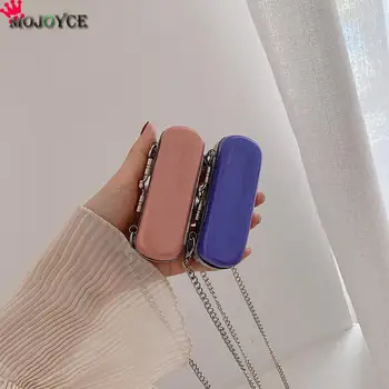 

Solid Color Round Lipstick Mini Chain Crossbody Casual Satchel Bag Small Portable Vacation Pouch Leather Women Shoulder Bags