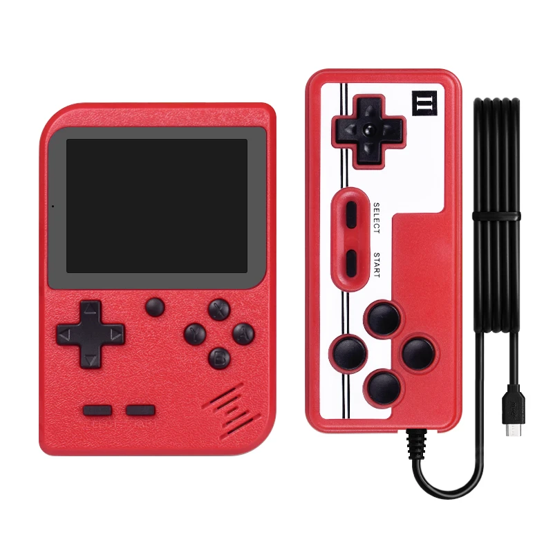 DATA FROG 8 bit портативная игровая консоль мини портативный плеер встроенный 400 игр 3,0 дюймов Ретро видео игровая консоль+ геймпад 2 игрока - Цвет: red set