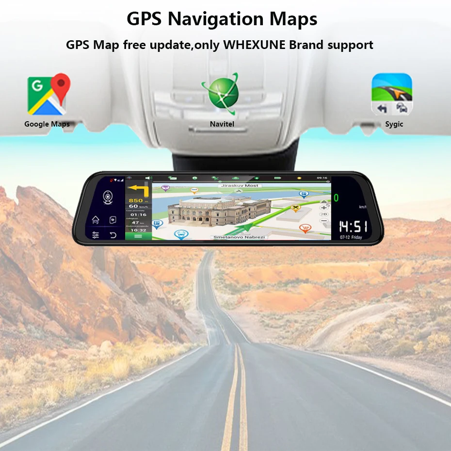 QUIDUX Android 11,6" Сенсорное автомобильное зеркало видео 4G видеорегистратор gps навигатор ADAS FHD 1080P двойная камера зеркало заднего вида DVR рекордер