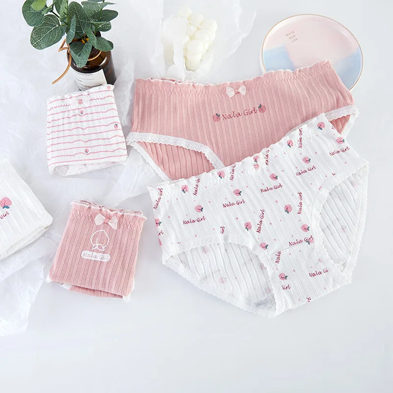 

New Teenage Underpants Peach Briefs Comfortable Cotton Panties Kids Underwear Cute Soft Breathable Briefs