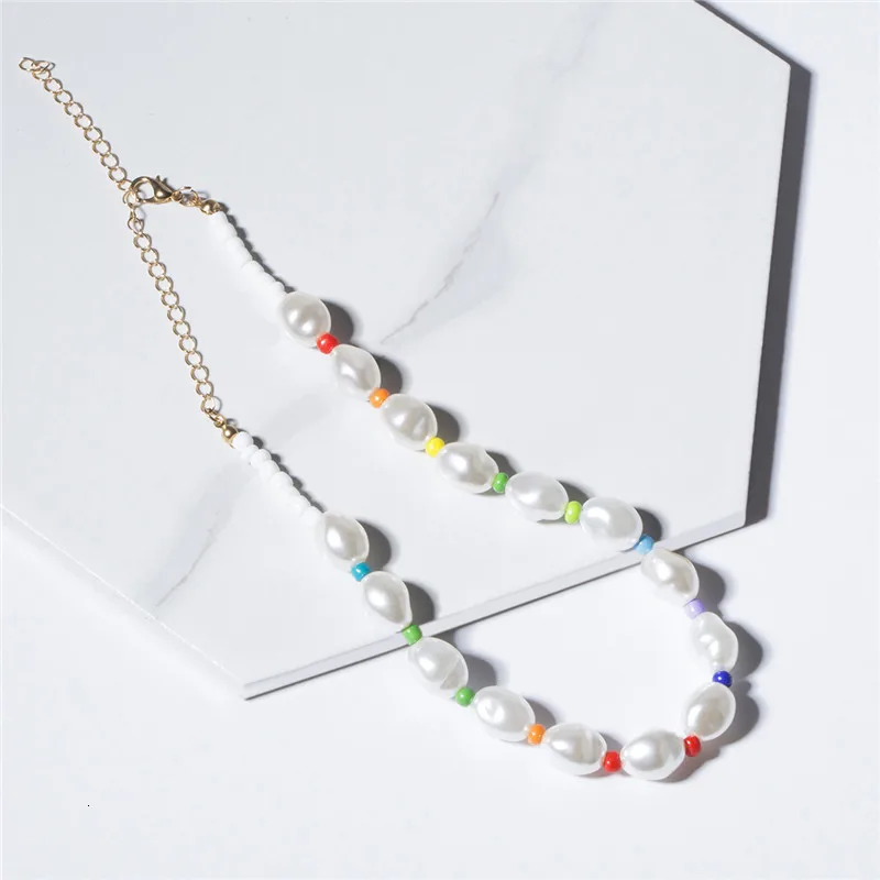 IngeSight. Z богемное ожерелье-чокер с искусственным жемчугом, ожерелье-ошейник, яркое ожерелье-цепочка для ключицы из бисера для женщин, ювелирные изделия