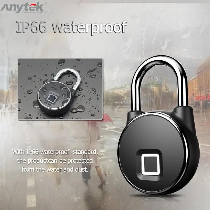 Anytek P22 Умный Замок без ключа отпечатков пальцев IP66 Противоугонный замок безопасности