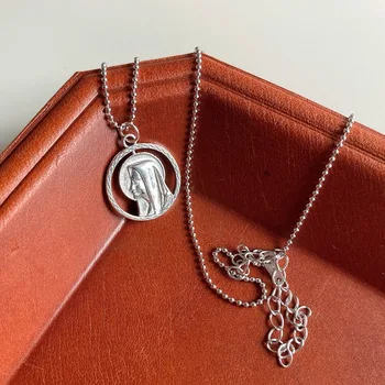 

Leouerry 925 Sterling Silver Jesus Portrait Pendant Necklaces for Women Vintage Simple Religion Necklaces Silver 925 Jewelry