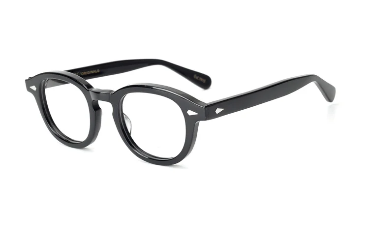 Очки в оправе с принтом «Johnny Depp» высокого качества, модные очки для женщин и мужчин, компьютерные круглые прозрачные очки с оригинальным чехлом - Цвет оправы: black frame