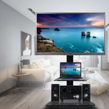 

Swivel TV Stand With Mount Two Shelves Adjustable For LED Flat Screen 32 - 65''