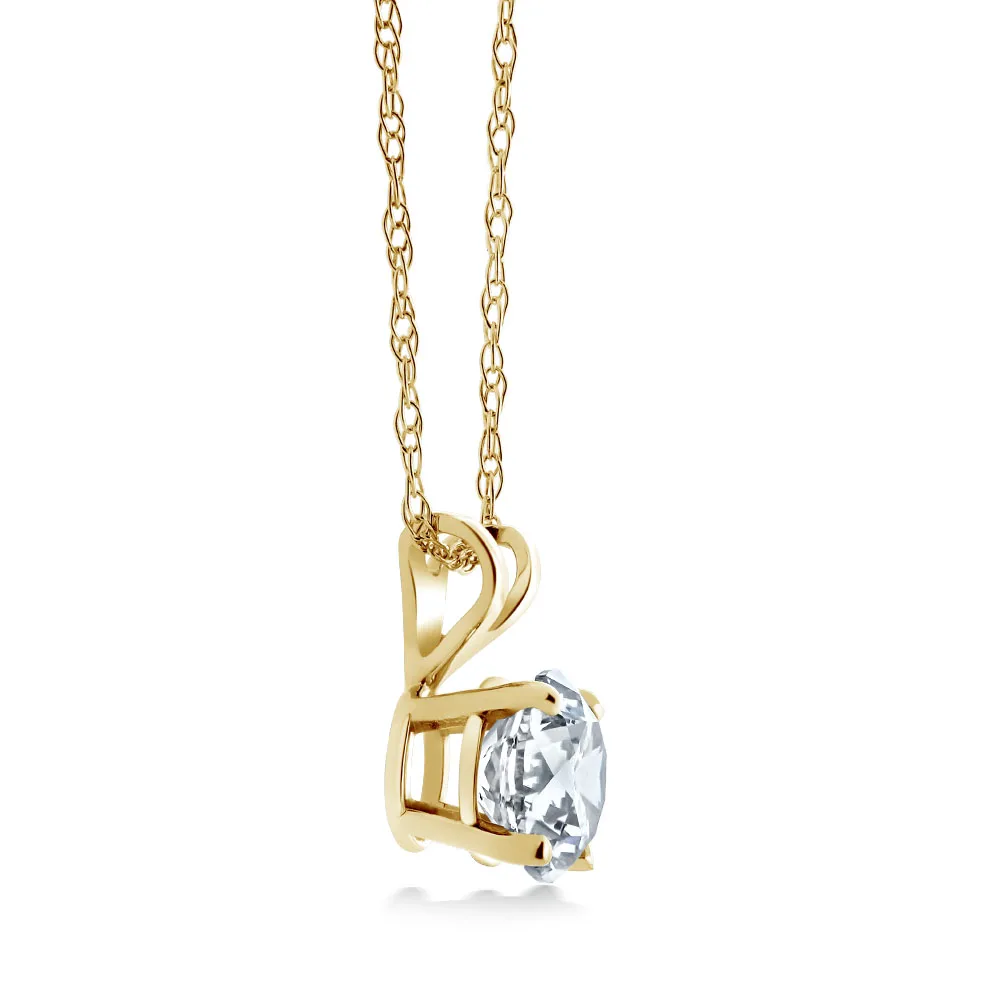 Charles& Colvard 4,5 мм VG Moissanite 0,30 CT 14k желтое золото Пасьянс кулон Круглый 4 зубец с 1" 14 K цепочка из желтого золота