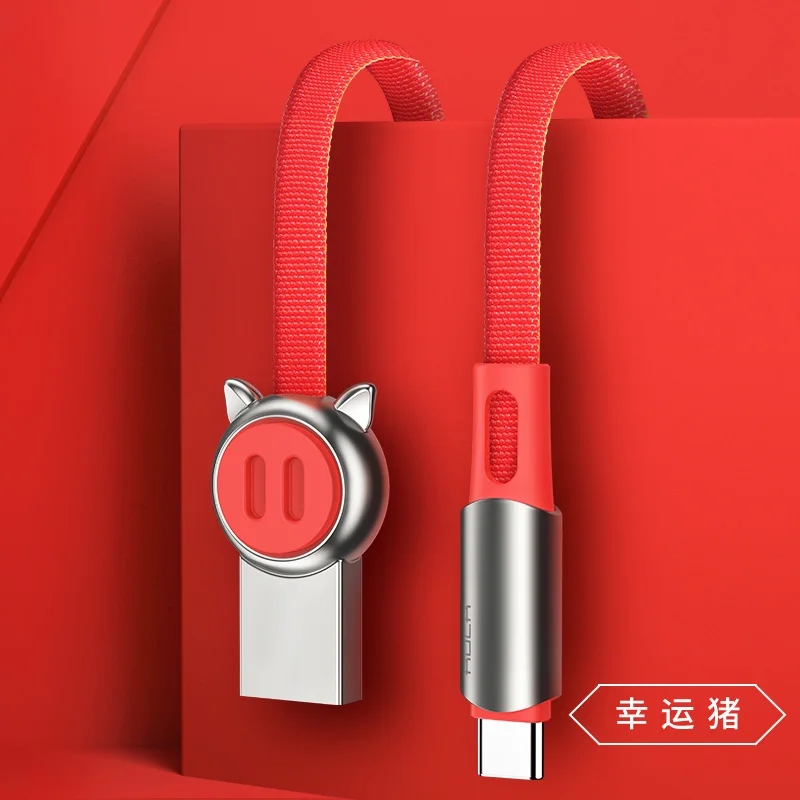 ROCK usb type-C кабель для samsung S9 S8 Китайский Зодиак type-C мобильный телефон зарядный провод USB C кабель для Xiaomi mi9 Redmi Note 7 - Цвет: Red Pig